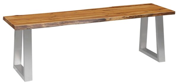 VidaXL Klupa od masivnog bagremovog drva i nehrđajućeg čelika 140 cm