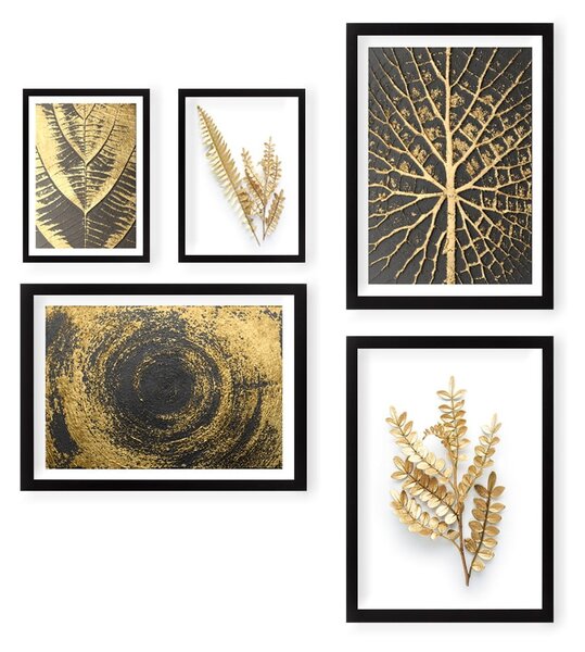 Set od 5 postera Tablo Center Nature Gold