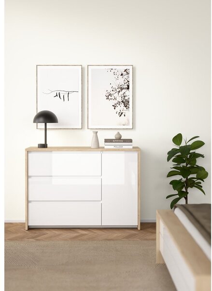 Bijela/u prirodnoj boji komoda u dekoru hrasta 119x84x48 cm Next – Tvilum
