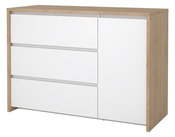 Bijela/u prirodnoj boji komoda u dekoru hrasta 119x84x48 cm Next – Tvilum