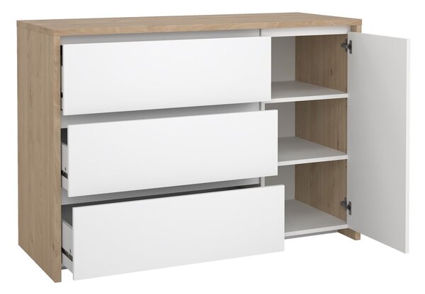 Bijela/u prirodnoj boji komoda u dekoru hrasta 119x84x48 cm Next – Tvilum