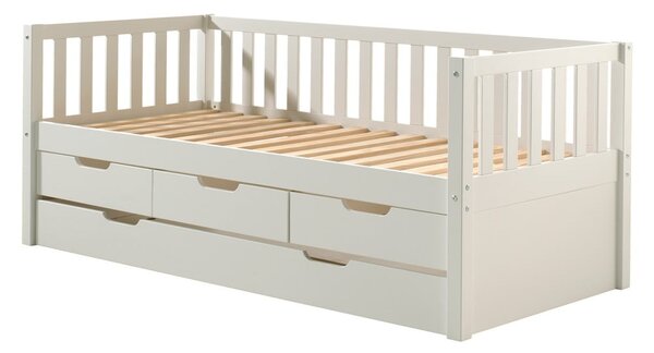 Bijeli dječji krevet od masivnog bora s dodatnim ležajem s prostorom za odlaganje s podnicom 90x200 cm Fritz – Vipack