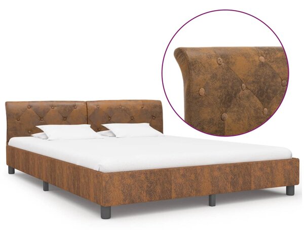 VidaXL Okvir za krevet od umjetne brušene kože smeđi 160 x 200 cm