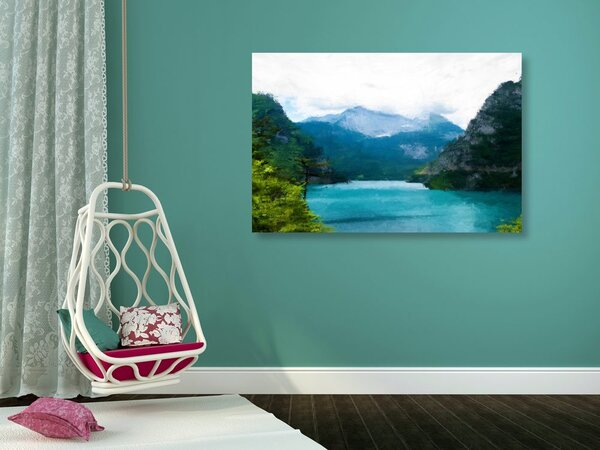 Slika oslikano planinsko jezero