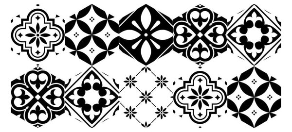 Set od 10 podnih samoljepljivih naljepnica Ambiance Floor Stickers Hexagons Manoela, 40 x 90 cm