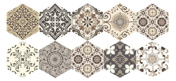 Set s 10 podnih samoljepljivih naljepnica Ambiance Floor Stickers Hexagons Luiza, 40 x 90 cm