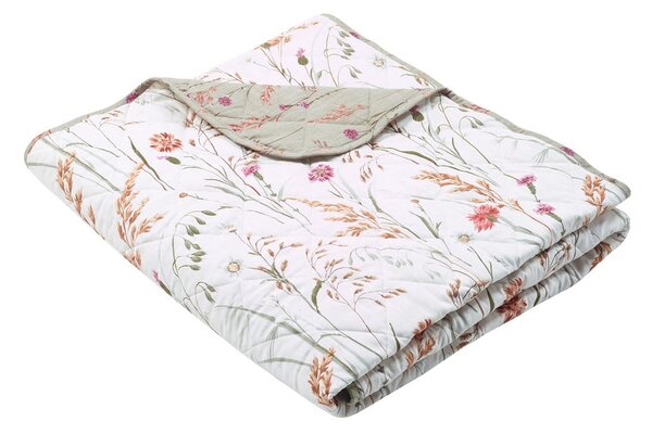 Zeleni/bež pamučan prošiven prekrivač 200x220 cm Grasmere Floral – Catherine Lansfield