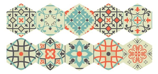 Set od 10 podnih samoljepljivih naljepnica Ambiance Floor Stickers Hexagons Lieva, 40 x 90 cm