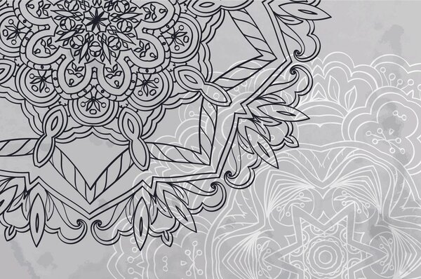 Tapeta Mandala u crno-bijelom dizajnu