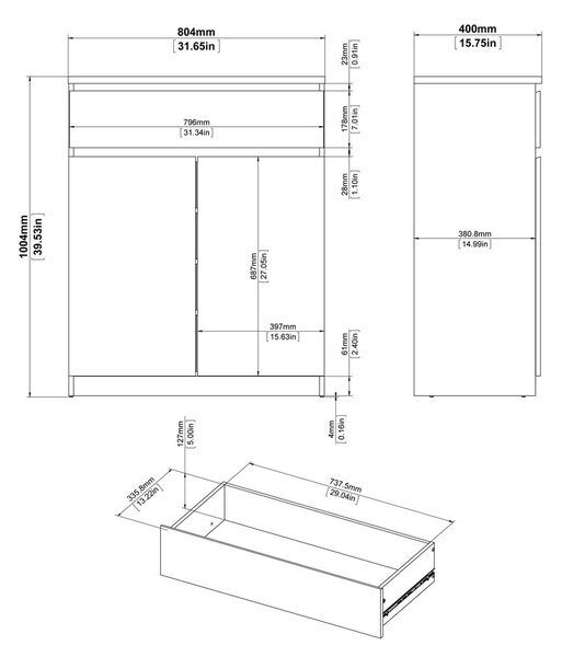 Komoda u dekoru hrasta u prirodnoj boji 80x100x40 cm Naia – Tvilum