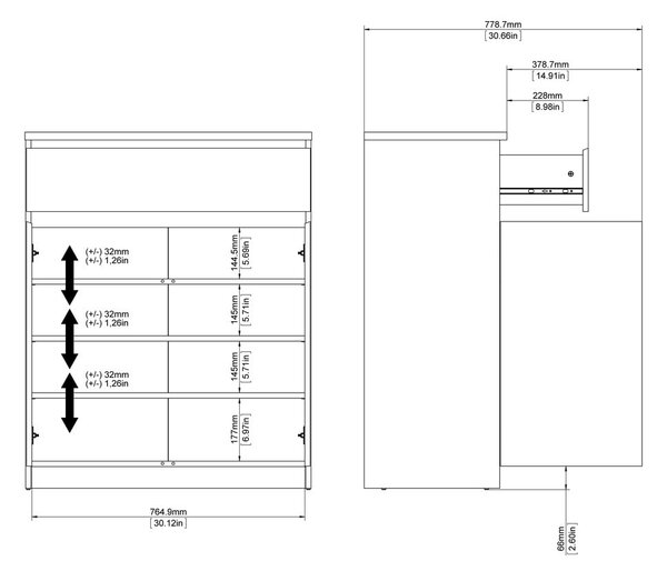 Komoda u dekoru hrasta u prirodnoj boji 80x100x40 cm Naia – Tvilum