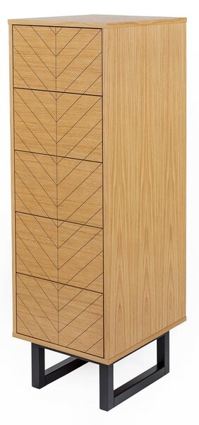 Komoda s detaljima od hrastovog drveta Woodman Camden Herringbone, 40 x 123 cm