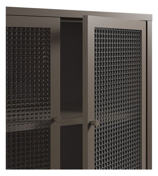 Siva metalna vitrina 121x90x40 cm Layna – Marckeric