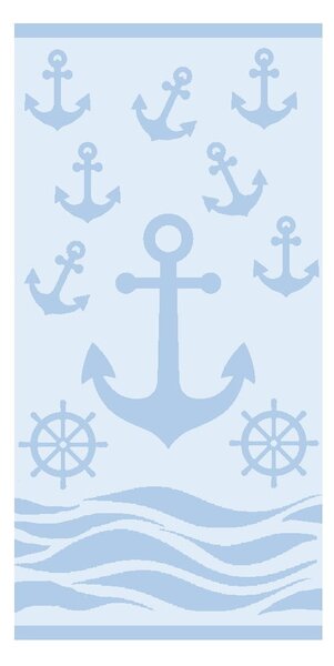 Svijetlo plavi pamučan ručnik za plažu od frotira 70x140 cm Anchor – B.E.S