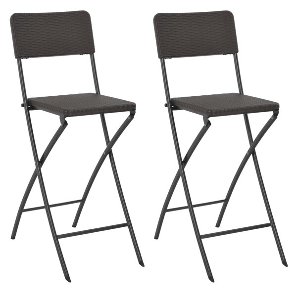 VidaXL Sklopive barske stolice od HDPE-a i čelika 2 kom smeđe