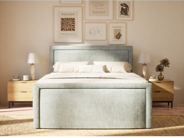 Svijetlo plavi boxspring krevet s prostorom za odlaganje 200x200 cm Fresco – Maison de Rêve