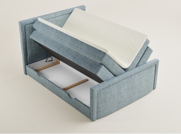 Svijetlo plavi boxspring krevet s prostorom za odlaganje 200x200 cm Fresco – Maison de Rêve