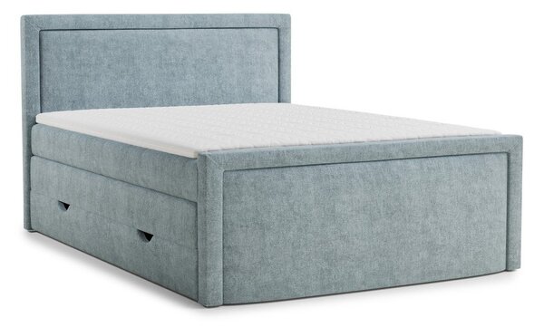 Svijetlo plavi boxspring krevet s prostorom za odlaganje 200x200 cm Fresco – Maison de Rêve