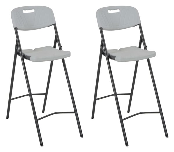 VidaXL Sklopive barske stolice od HDPE-a i čelika 2 kom bijele