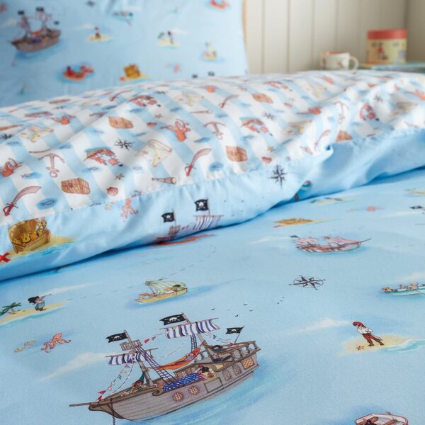 Plava pamučna dječja posteljina za krevet za jednu osobu 135x200 cm Pirates – Belle & Boo