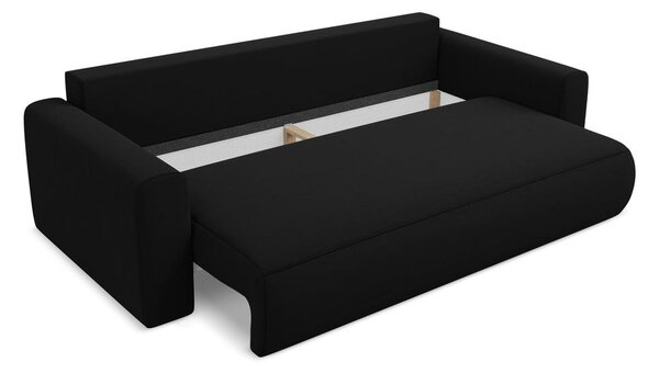 Crna baršunasti sklopiva/s prostorom za odlaganje sofa 238 cm Kapua – Makamii