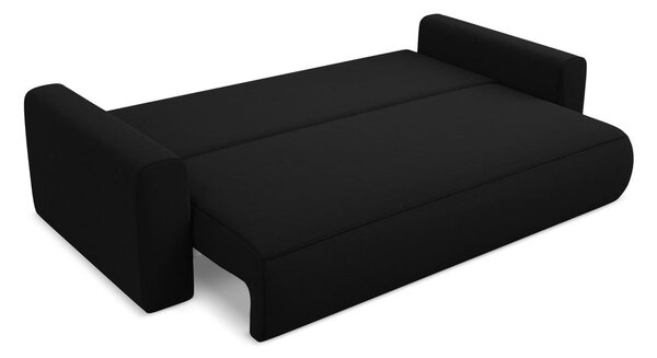 Crna baršunasti sklopiva/s prostorom za odlaganje sofa 238 cm Kapua – Makamii