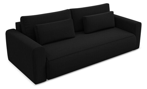 Crna baršunasti sklopiva/s prostorom za odlaganje sofa 238 cm Kapua – Makamii