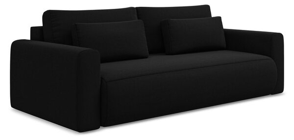 Crna baršunasti sklopiva/s prostorom za odlaganje sofa 238 cm Kapua – Makamii