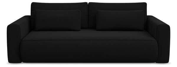 Crna baršunasti sklopiva/s prostorom za odlaganje sofa 238 cm Kapua – Makamii