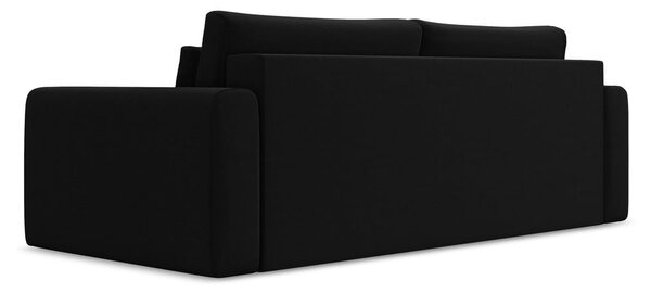 Crna baršunasti sklopiva/s prostorom za odlaganje sofa 238 cm Kapua – Makamii