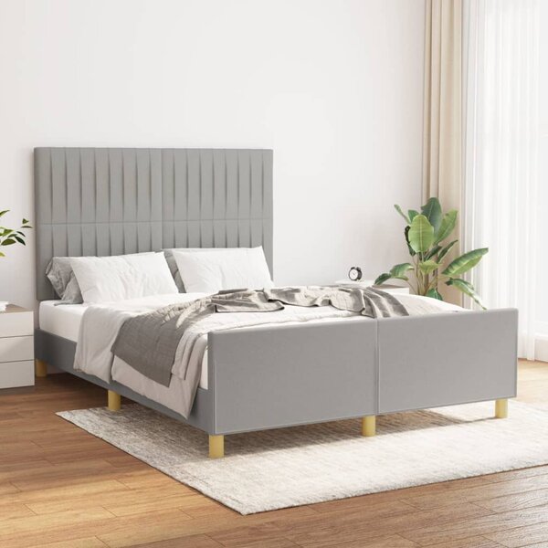 VidaXL Okvir za krevet s uzglavljem svjetlosivi 140x190 cm od tkanine