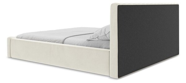 Krem tapecirani bračni krevet s prostorom za odlaganje s podnicom 140x200 cm Lemi – Makamii
