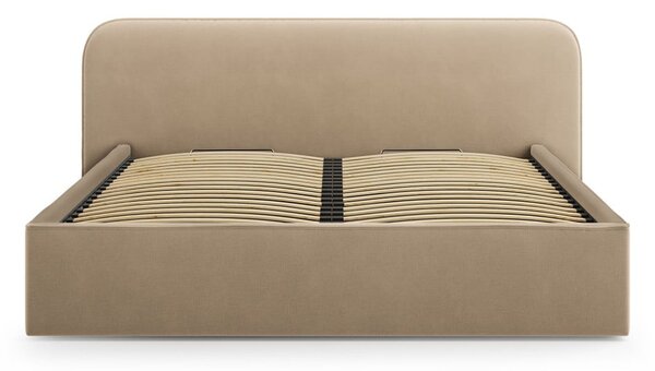 Smeđe-sivi tapecirani bračni krevet s prostorom za odlaganje s podnicom 180x200 cm Elizabeth – Micadoni