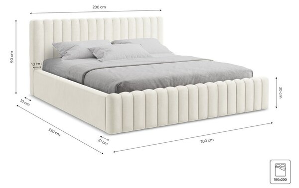 Smeđe-sivi tapecirani bračni krevet s prostorom za odlaganje s podnicom 180x200 cm Lemi – Makamii