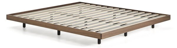 Smeđi bračni krevet od masivne breze bez uzglavlja s podnicom 160x200 cm Norlen – Kave Home