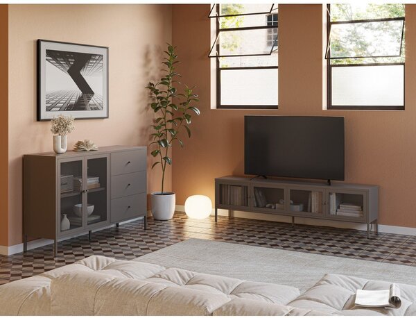 Siva metalna komoda 140x90x40 cm Fayna – Marckeric