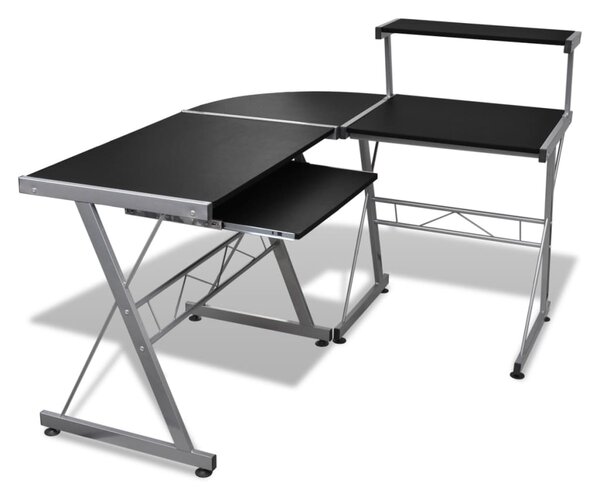 VidaXL Crni uredski stol za računalo sa policom za tipkovnicu