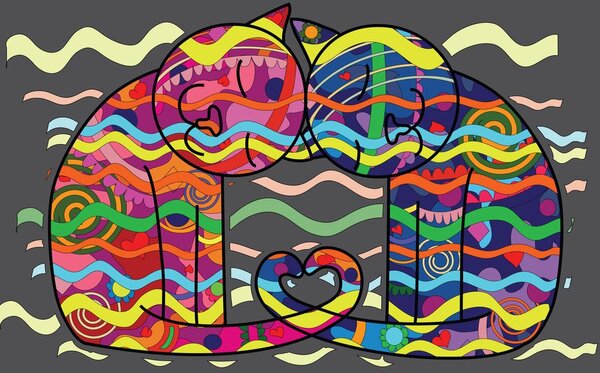 Slika zaljubljene mačke u pop art stilu