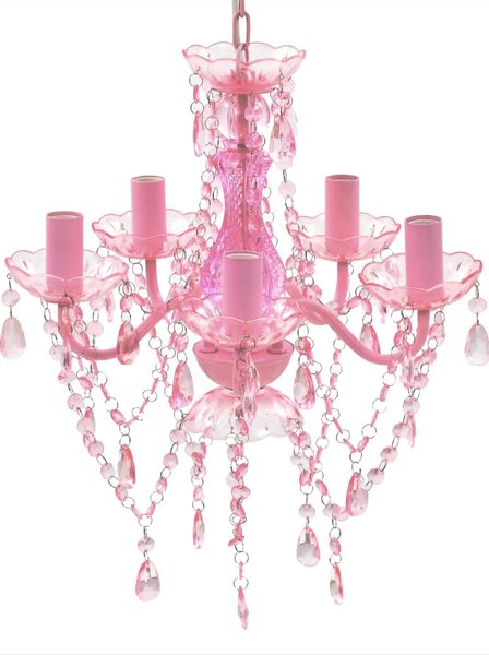 VidaXL Kristalna svjetiljka s 5 žarulja ružičasta