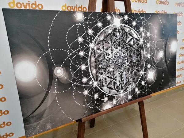 Slika zadivljujuća Mandala u crno-bijelom dizajnu