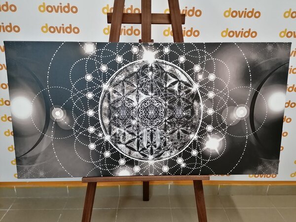 Slika zadivljujuća Mandala u crno-bijelom dizajnu