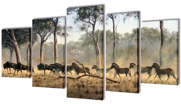 VidaXL Zidne slike na platnu s zebrama 200 x 100 cm