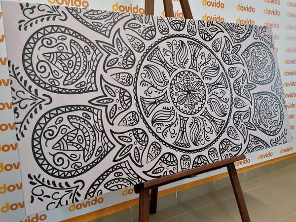 Slika Mandala s apstraktnim prirodnim uzorkom u crno-bijelom dizajnu