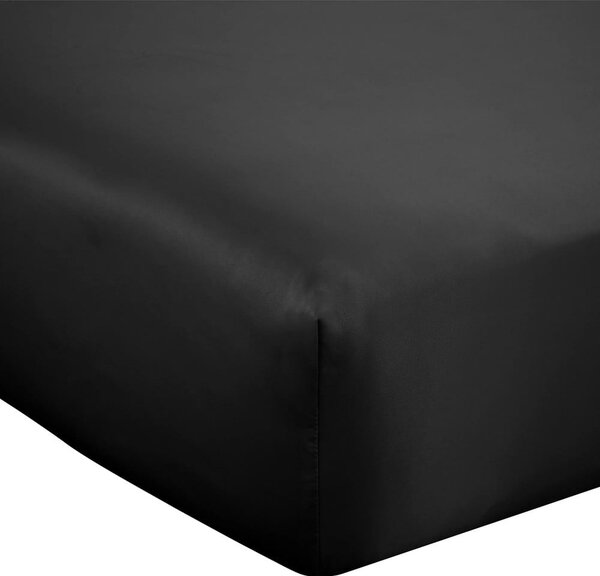 Crna satenska plahta s gumom 90x190 cm Silky Soft – Catherine Lansfield