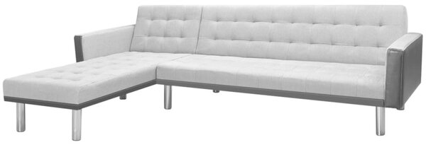 VidaXL Kutna sofa na razvlačenje od tkanine 218x155x69 cm crno-siva