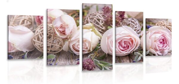 5-dijelna slika svečana cvjetna kompozicija ruža