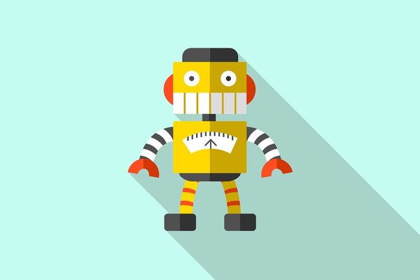 Slika žuti robot na plavoj pozadini