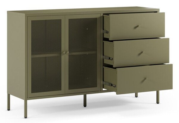 Zelena metalna komoda 140x90x40 cm Fayna – Marckeric