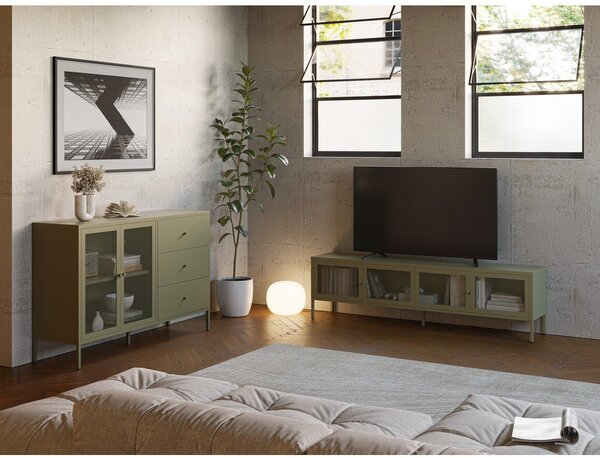 Zelena metalna komoda 140x90x40 cm Fayna – Marckeric