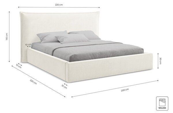 Tamno sivi tapecirani bračni krevet s prostorom za odlaganje s podnicom 180x200 cm Esala – Makamii